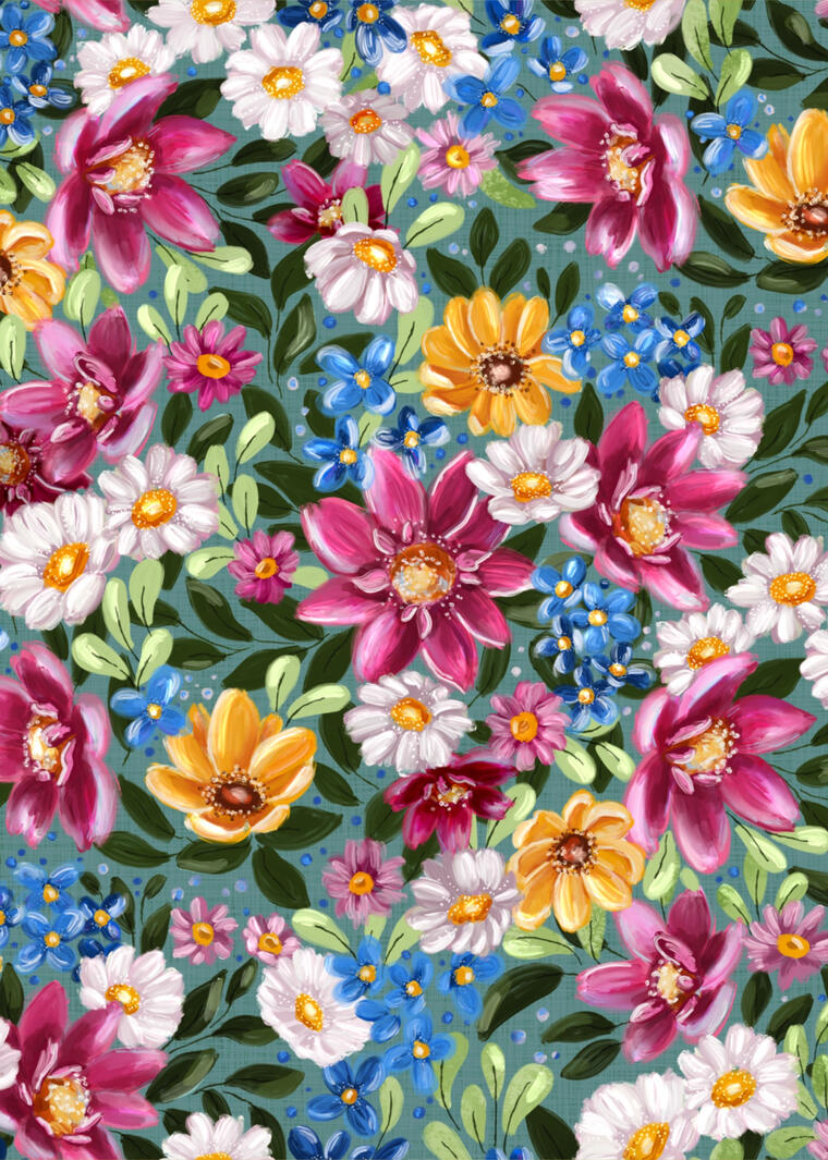 A colourful illustration of bookshelves full of books and indoor plants